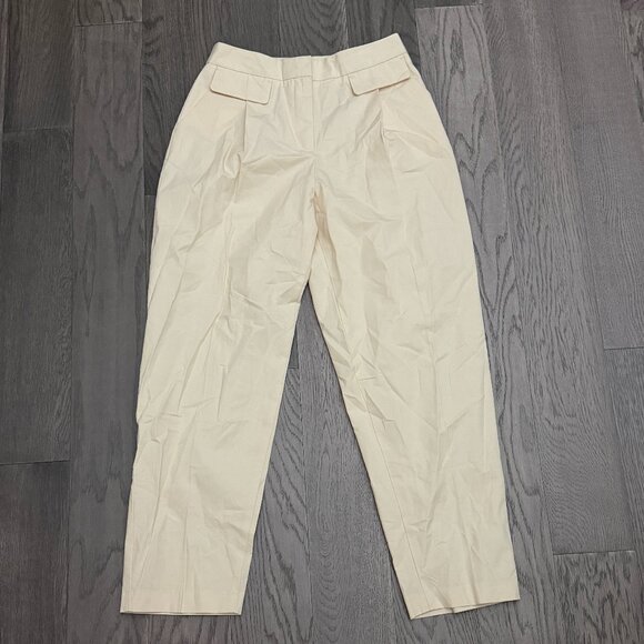 ZARA WOMEN ECRU HIGH RISE PANTS WITH VALVES SIZE S NWOT - Picture 5 of 6